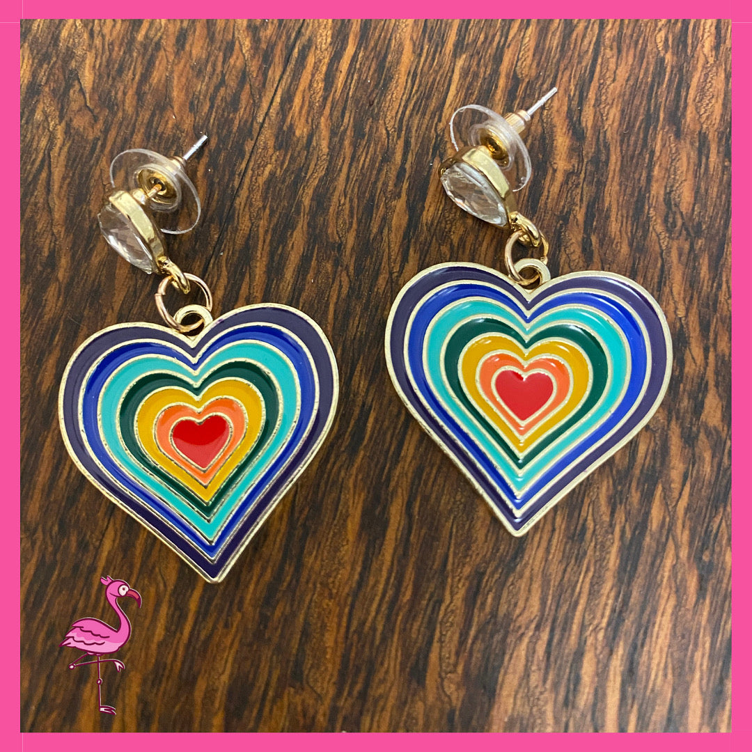 Rainbow Heart Earrings